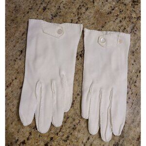 Vintage Size XS White Cotton Formal 7" Gloves Button Wrist